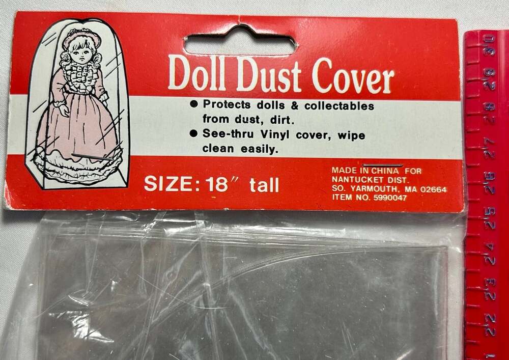 18ā Clear Plastic doll dust cover in package